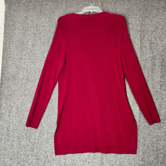 Chico's Womens Cardigan Duster Sweater Size Medium Red Lagenlook Button Closure - Picture 5 of 9